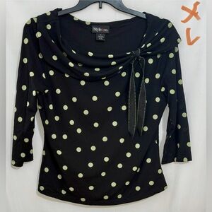 Style & Co. Blue Green Tie Front Blouse